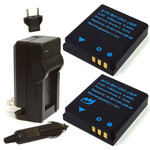 Replacement Battery Kit for Kodak PIXPRO SP360 4K VR Camera (2-Pack, 1400mAh) + Charger & Car Adapter