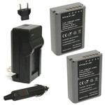 Replacement Battery Kit for Olympus OM-D E-M5 MARK II (2-Pack, 1300mAh) + Charger & Car Adapter