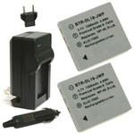 Replacement Battery Kit for Panasonic CGA-S004 (2-Pack, 1300mAh) + Charger & Car Adapter