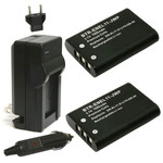Replacement Battery Kit for Olympus LI-60B (2-Pack, 1000mAh) + Charger & Car Adapter