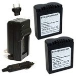 Replacement Battery Kit for Panasonic DMW-BMA7 (2-Pack, 1200mAh) + Charger & Car Adapter