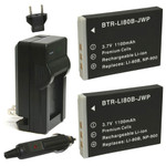 Replacement Battery Kit for Olympus T110 (2-Pack, 1100mAh) + Charger & Car Adapter
