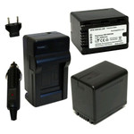 Replacement Battery Kit for Panasonic HDC-SD40 (2-Pack, 4000mAh) + Charger with EU Plug & 12V Car Adapter