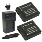Replacement Battery Kit for Panasonic DMW-BLH7 (2-Pack, 750mAh) + Charger & Car Adapter