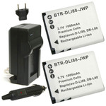 Replacement Battery Kit for Panasonic HX-DC15 (2-Pack, 1000mAh) + Charger & Car Adapter