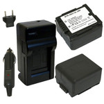 Replacement Battery Kit for Panasonic HDC-TM300 (2-Pack, 1500mAh) + Charger with EU Plug & 12V Car Adapter