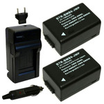 Replacement Battery Kit for Panasonic Lumix DMC-FZ72 (2-Pack, 1300mAh) + Charger & Car Adapter