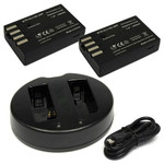 Replacement Battery Kit for Pentax Kr (2-Pack, 1400mAh) + Dual USB Charger