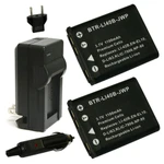 Replacement Battery Kit for Pentax Optio T30 (2-Pack, 1100mAh) + Charger & Car Adapter
