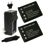 Replacement Battery Kit for Pentax Optio M90 (2-Pack, 1100mAh) + Charger with EU Plug & 12V Car Adapter