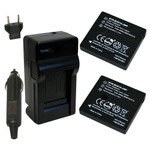 Replacement Battery Kit for Ricoh Caplio R6 (2-Pack, 1300mAh) + Charger & Car Adapter