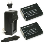 Replacement Battery Kit for Ricoh DB-90 (2-Pack, 2200mAh) + Charger & Car Adapter
