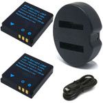 Replacement Battery Kit for Ricoh GX200 (2-Pack, 1400mAh) + Dual USB Charger