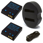 Replacement Battery Kit for Pentax X90 (2-Pack, 1400mAh) + Dual USB Charger
