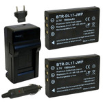 Replacement Battery Kit for Ricoh DB-43 (2-Pack, 1900mAh) + Charger & Car Adapter