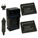 Replacement Battery Kit for Samsung SLB-07A (2-Pack, 1300mAh) + Charger & Car Adapter