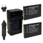Replacement Battery Kit for Samsung SLB-1037 (2-Pack, 1400mAh) + Charger & Car Adapter