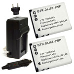 Replacement Battery Kit for Sanyo VPC-GH4 (2-Pack, 1000mAh) + Charger & Car Adapter