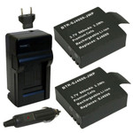 Replacement Battery Kit for SJCAM LELEC (2-Pack, 900mAh) + Charger with EU Plug & 12V Car Adapter