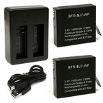 Replacement Battery Kit for SJCAM SJ7 Star (2-Pack, 1000mAh) + Dual USB Charger