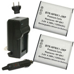 Replacement Battery Kit for Sony Bloggie MHS-CM5 (2-Pack, 1200mAh) + Charger & Car Adapter