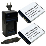 Replacement Battery Kit for Sony DSC-T2 (2-Pack, 1000mAh) + Charger & Car Adapter