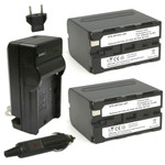 Replacement Battery Kit for Sony HDR-FX7 (2-Pack, 8500mAh) + Charger with EU Plug & 12V Car Adapter
