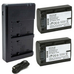 Replacement Battery Kit for Sony NP-FV50 (2-Pack, 1200mAh) + Dual USB Charger