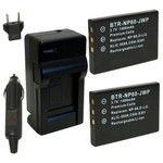 Replacement Battery Kit for Toshiba Camileo P30 (2-Pack, 1400mAh) + Charger & Car Adapter