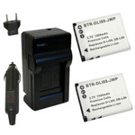 Replacement Battery Kit for Toshiba Camileo PX1686 (2-Pack, 1000mAh) + Charger & Car Adapter