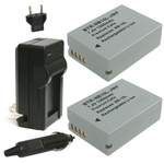 Replacement Battery Kit for Canon PowerShot G15 (2-Pack, 1300mAh) + Charger & Car Adapter