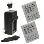 Replacement Battery Kit for Nikon EN-EL8 (2-Pack, 1000mAh) + Charger & Car Adapter