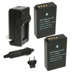Replacement Battery Kit for Nikon EN-EL20a (2-Pack, 1200mAh) + Charger & Car Adapter