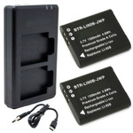 Replacement Battery Kit for Olympus SH-1 (2-Pack, 1300mAh) + Dual USB Charger
