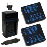 Replacement Battery Kit for Panasonic CGA-S005A/1B (2-Pack, 1700mAh) + Charger & Car Adapter