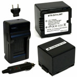 Replacement Battery Kit for Panasonic PV-GS120 (2-Pack, 1700mAh) + Charger & Car Adapter
