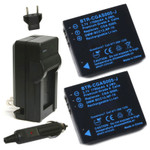Replacement Battery Kit for Ricoh R30 (2-Pack, 1700mAh) + Charger & Car Adapter