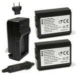 Replacement Battery Kit for Sony Alpha ILCE-6100 (2-Pack, 1300mAh) + Charger & Car Adapter