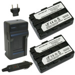 Replacement Battery Kit for Sony DCR-TRV460 (2-Pack, 1700mAh) + Charger & Car Adapter