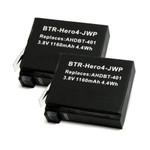Replacement Battery (2-Pack) for GoPro HERO4 Silver (1160mAh)
