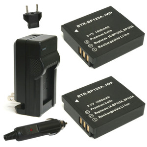 Samsung BP125A / IA-BP125A Replacement Battery Kit (2-Pack, 1500mAh) + Charger with EU Plug & 12V Car Adapter