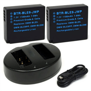 Panasonic DMW-BLE9 DMW-BLG10 Dual USB Charger with 2 Replacement Batteries for Lumix Cameras
