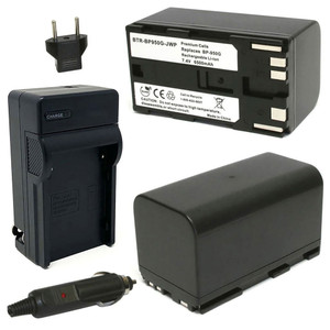 Replacement Battery Kit for Canon ES55 (2-Pack, 6500mAh) + Charger & Car Adapter