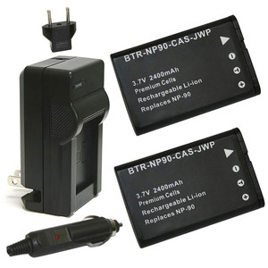 Replacement Battery Kit for Casio Exilim EX-H10 (2-Pack, 2400mAh) + Charger with EU Plug & 12V Car Adapter