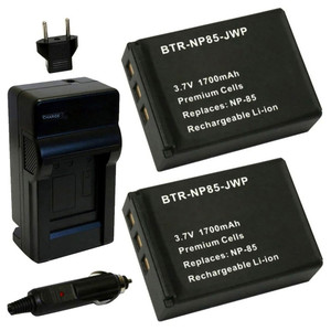 Replacement Battery Kit for Fujifilm FinePix SL1000 (2-Pack, 1700mAh) + Charger & Car Adapter