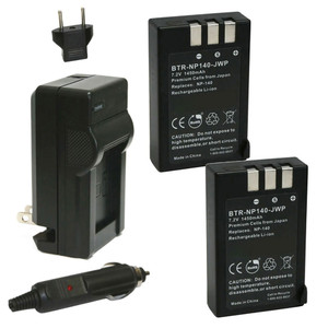 Replacement Battery Kit for Fujifilm FinePix S200 EXR (2-Pack, 1450mAh) + Charger & Car Adapter