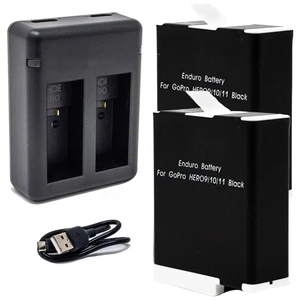 Replacement Battery Kit for GoPro HERO9 (2-Pack, 1730mAh) + Dual USB Charger