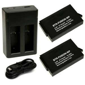 Replacement Battery Kit for GoPro Fusion (2-Pack, 2710mAh) + Dual USB Charger