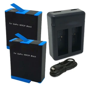 Replacement Battery Kit for GoPro HERO9 Black (2-Pack, 1730mAh) + Dual USB Charger