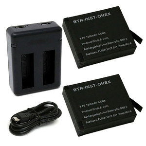 Replacement Battery Kit for Insta360 CINOXBC/A (2-Pack, 1200mAh) + Dual USB Charger